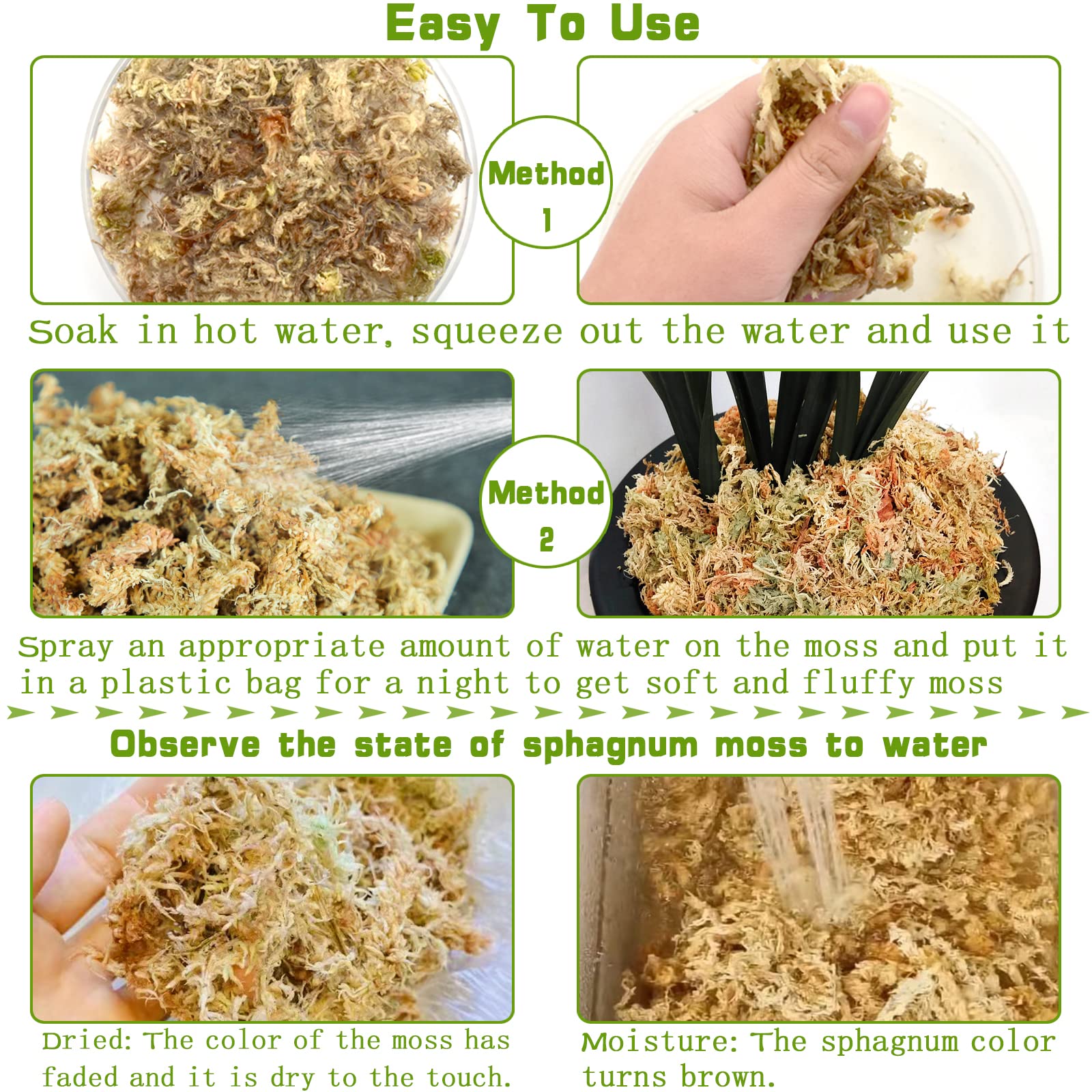 Legigo 1.2LBS Premium Sphagnum Moss for Plants- 20QT Natural Succulent Carnivorous Plant Moss Dried, Long Fiber Orchid Moss for Orchid Repotting Succulent Sarracenia Potted Plants Gardening & Reptiles