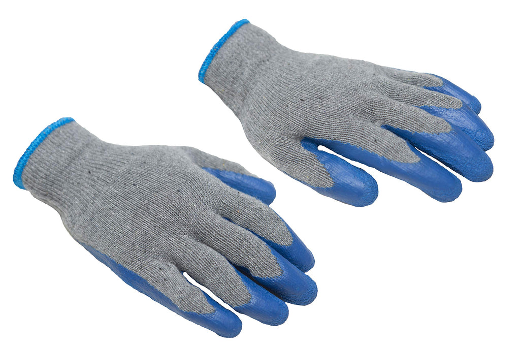 G & F Products - 3100L-DZ-Parent 12 Pairs Large Rubber Latex Double Coated Work Gloves for Construction, Gardening Gloves, Heavy Duty Cotton Blend Blue