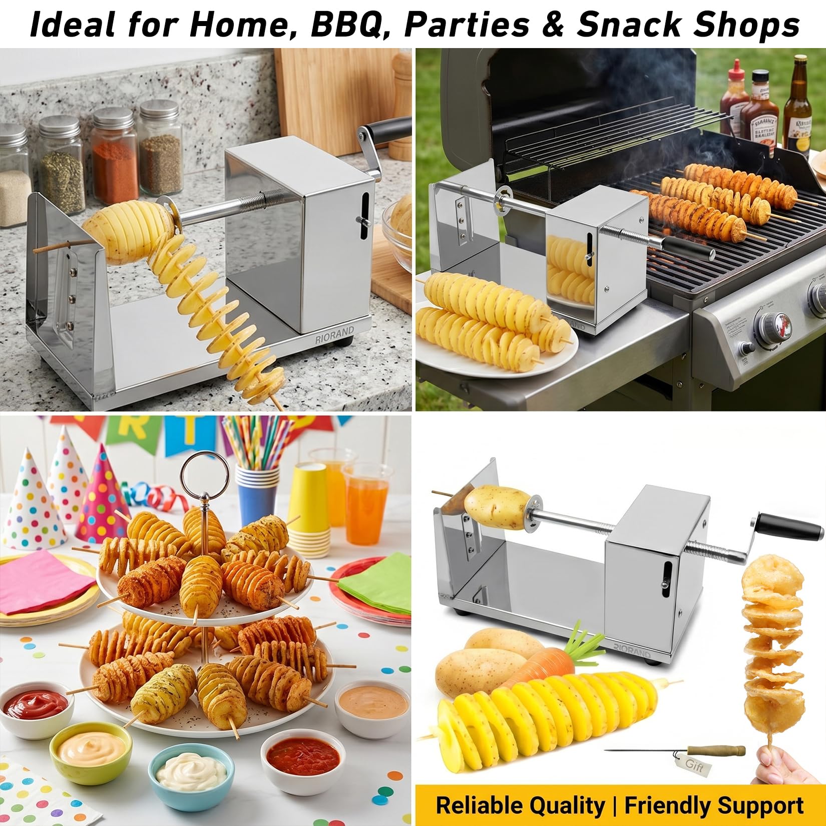 RioRand Manual Stainless Steel Twisted Potato Slicer Spiral Vegetable Cutter French Fry