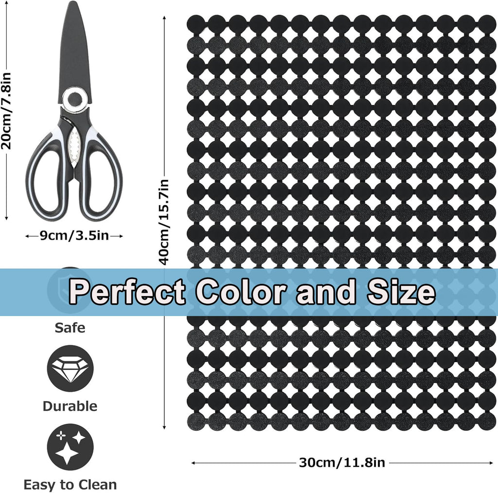 Kitchen Sink Mat for Stainless Steel/Ceramic Sinks,2 Pack Sink Protectors for Kitchen Sink with Scissors, Fast Draining,Easy to Clean,DIY Cut,15.7 X 11.8 Inch(Dark Black)