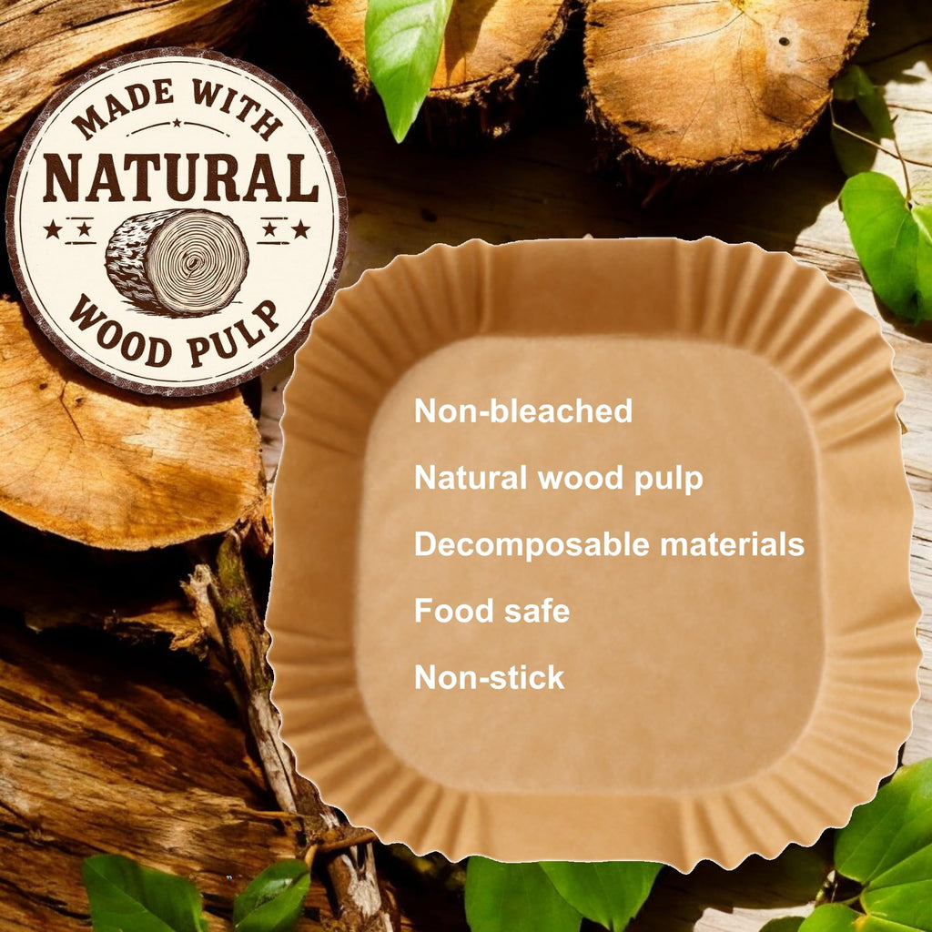 100 Air Fryer Liners - 8" x 8" Non-Stick Parchment Liners and Baking Paper Inserts for 5-8 Quart Air Fryers and 9" Square Pans and Casserole Dishes. from KOOL-EEZ Kitchen
