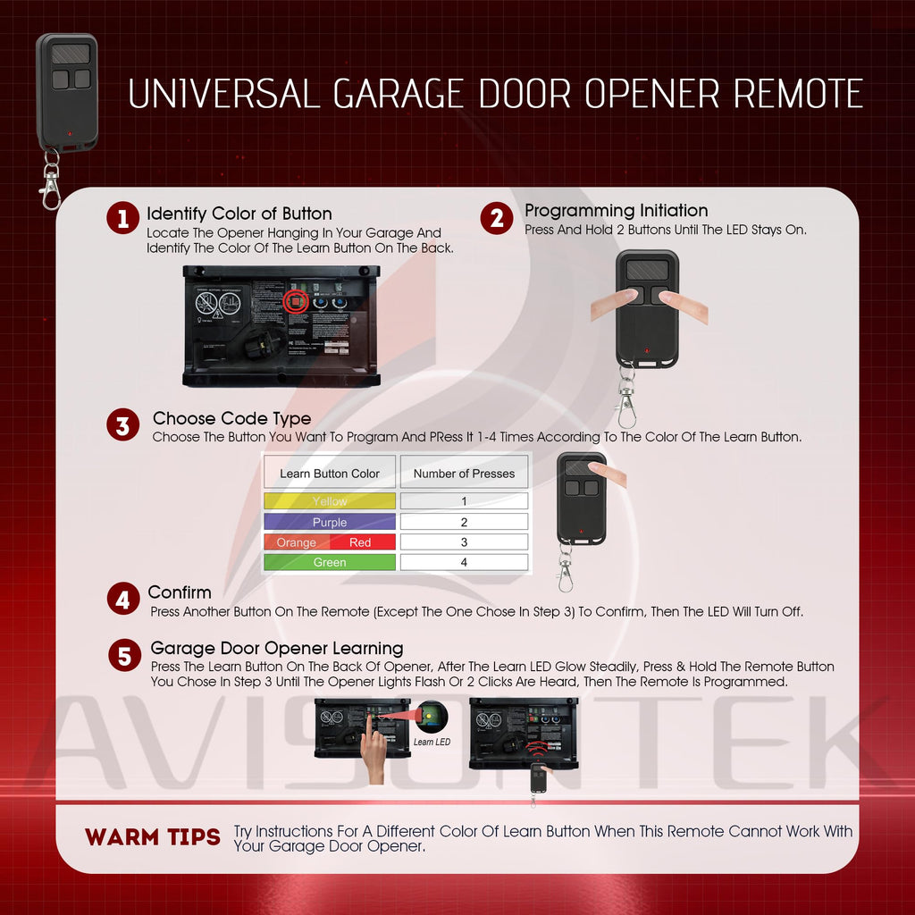 2 for LiftMaster Chamberlain Craftsman Garage Door Remote 893Max 890Max Universal【3 Year Warranty】