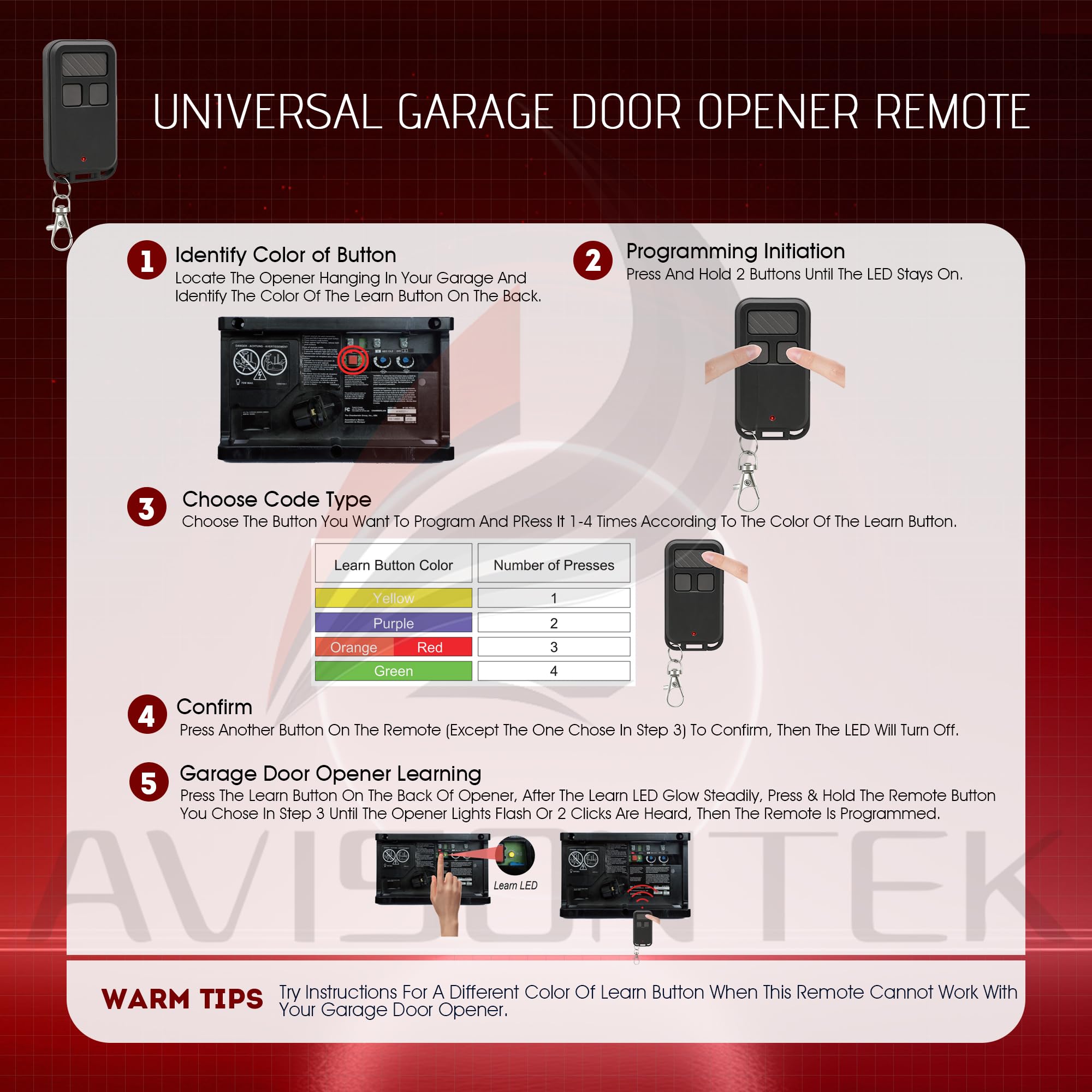 2 for LiftMaster Chamberlain Craftsman Garage Door Remote 893Max 890Max Universal【3 Year Warranty】