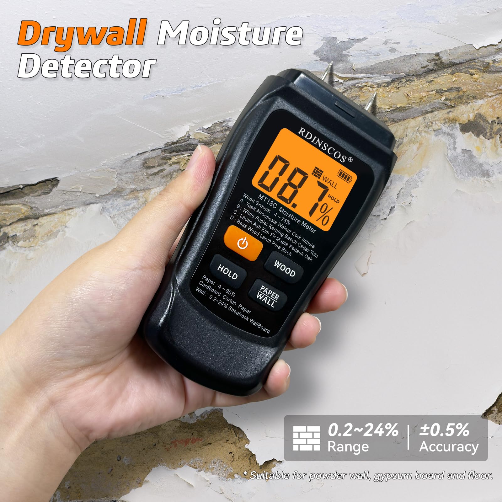 Wood Moisture Meters Detector for Lumber, Log Moisture Detector for Firewood,Hardwood and Softwood