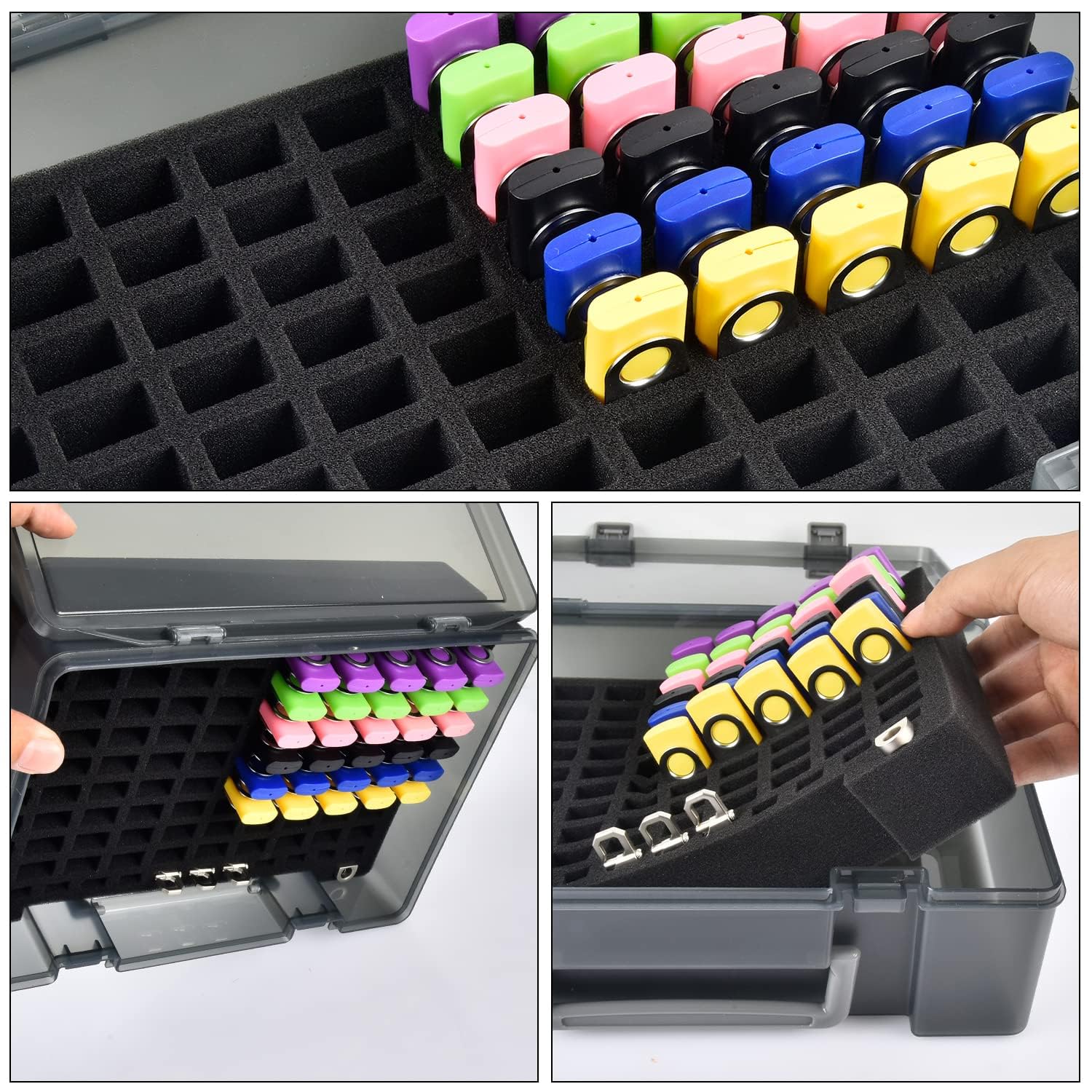FULLCASE Flash Drive Case USB Memory Stick SD Card Storage Organizer- Holds 104pcs Thumb Drives Electronic Accessories Holder for Sandisk for Samsung for Inland for PNY for Netac (Gray)