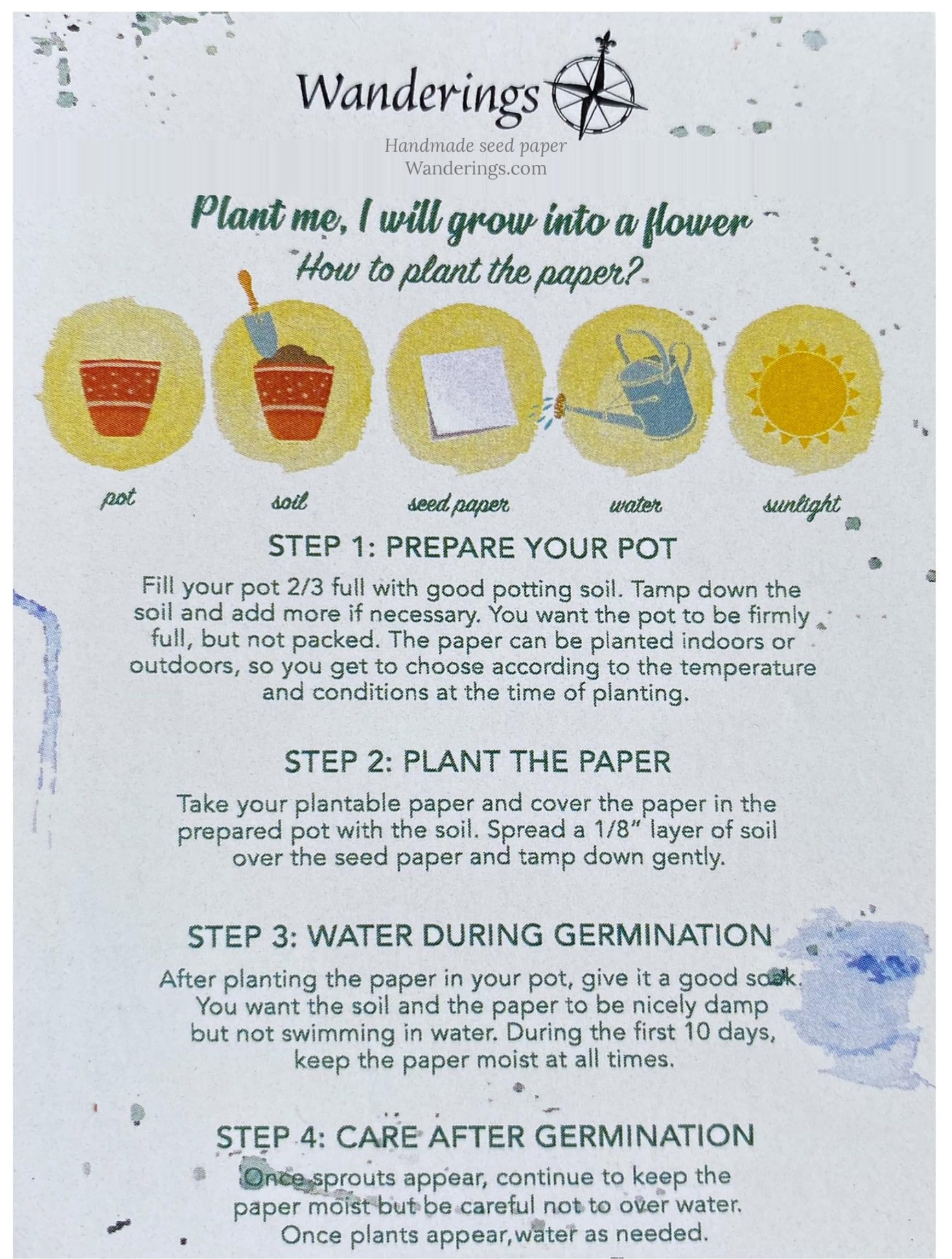 Wanderings Handmade Flower Seed Paper Envelopes – Medium 5.25 x 7.25” / 13 x 18 cm – Pack of 25 – Plantable Wildflower Seed Paper Envelopes for Invitations & Memorials – 250 GSM