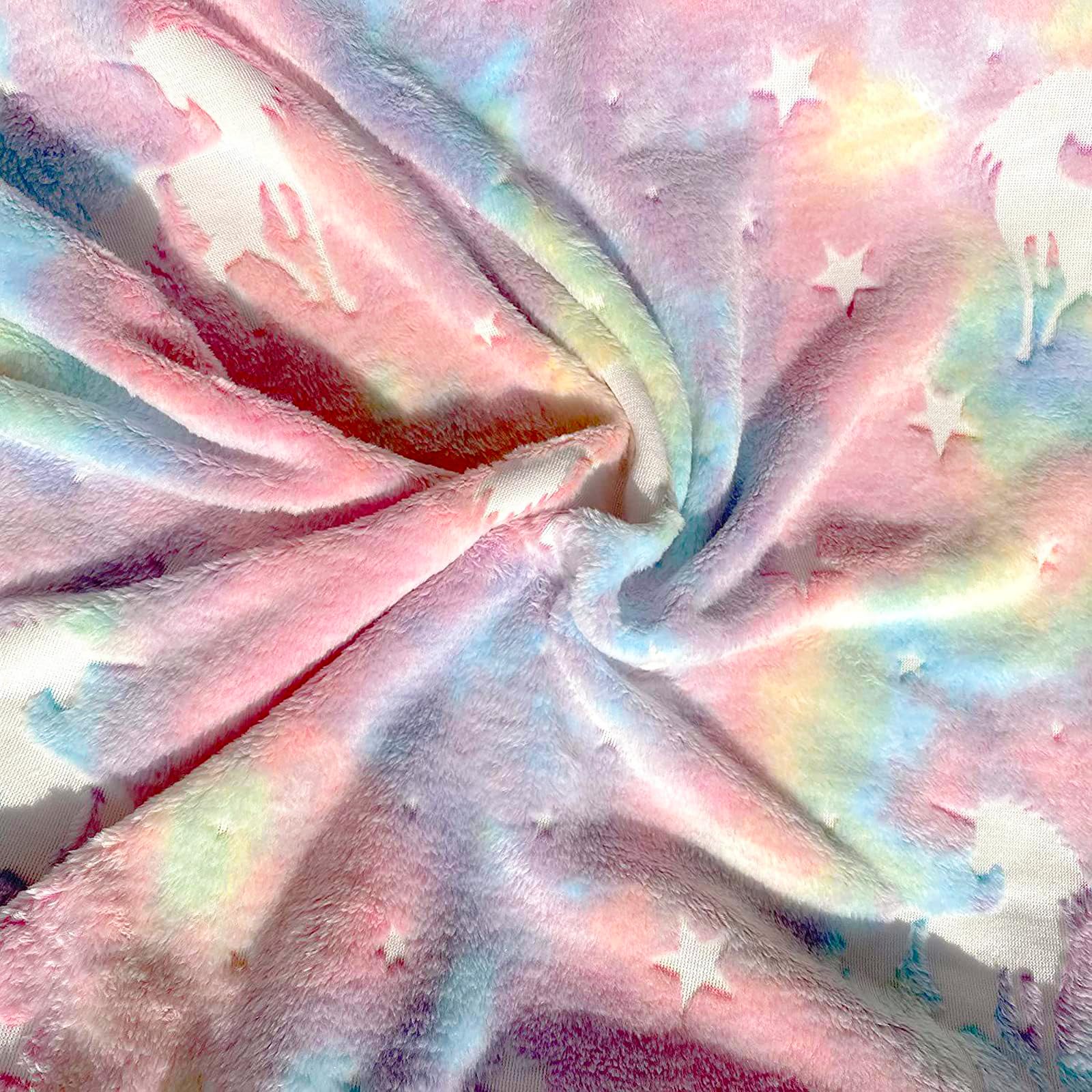 Happwow Glow in The Dark Blanket,Unicorn Blanket for Girls,Soft Throw Fuzzy Blankets Kids Rainbow Unicorn,50" x 60" Perfect for Kids Bed or Sofa,Christmas Birthday Unicorn Gifts