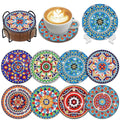 Muzagroo Art Mandala Diamond Painting Coasters with Holder 5D Diamond Art Kits for Beginners Stress-reducing Handicrafts for Adult DIY Coaster Art Craft Supply 8 PCS (Mandala)