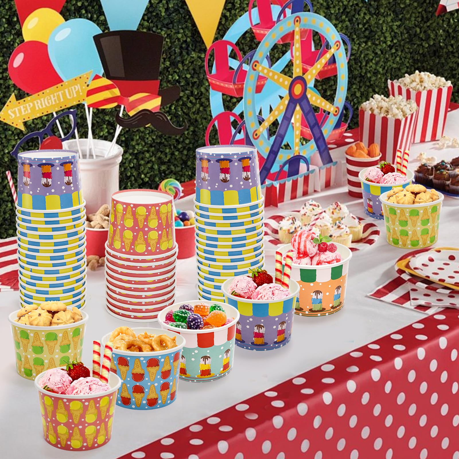 Cididu 210 Pack Paper Ice Cream Cups, 12 Oz Disposable Ice Cream Bowls, Party Dessert Snack Bowls for Hot or Cold Food, Food Grade Party Supplies Treat Cups for Yogurt Soup Fruits, Picnics Birthday