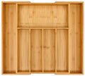 VaeFae Bamboo Drawer Organizer, Expandable Cutlery Drawer Organizer, Wooden Drawer Dividers Organizer for Kitchen Utensils and Flatware