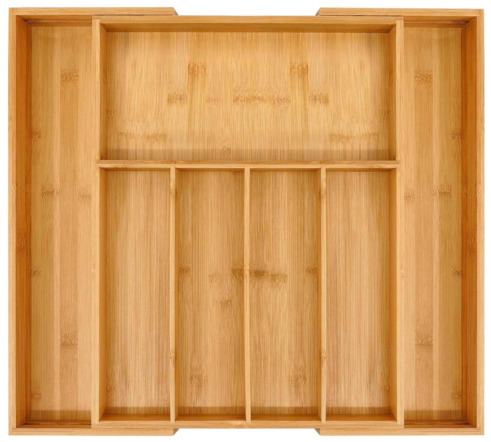 VaeFae Bamboo Drawer Organizer, Expandable Cutlery Drawer Organizer, Wooden Drawer Dividers Organizer for Kitchen Utensils and Flatware