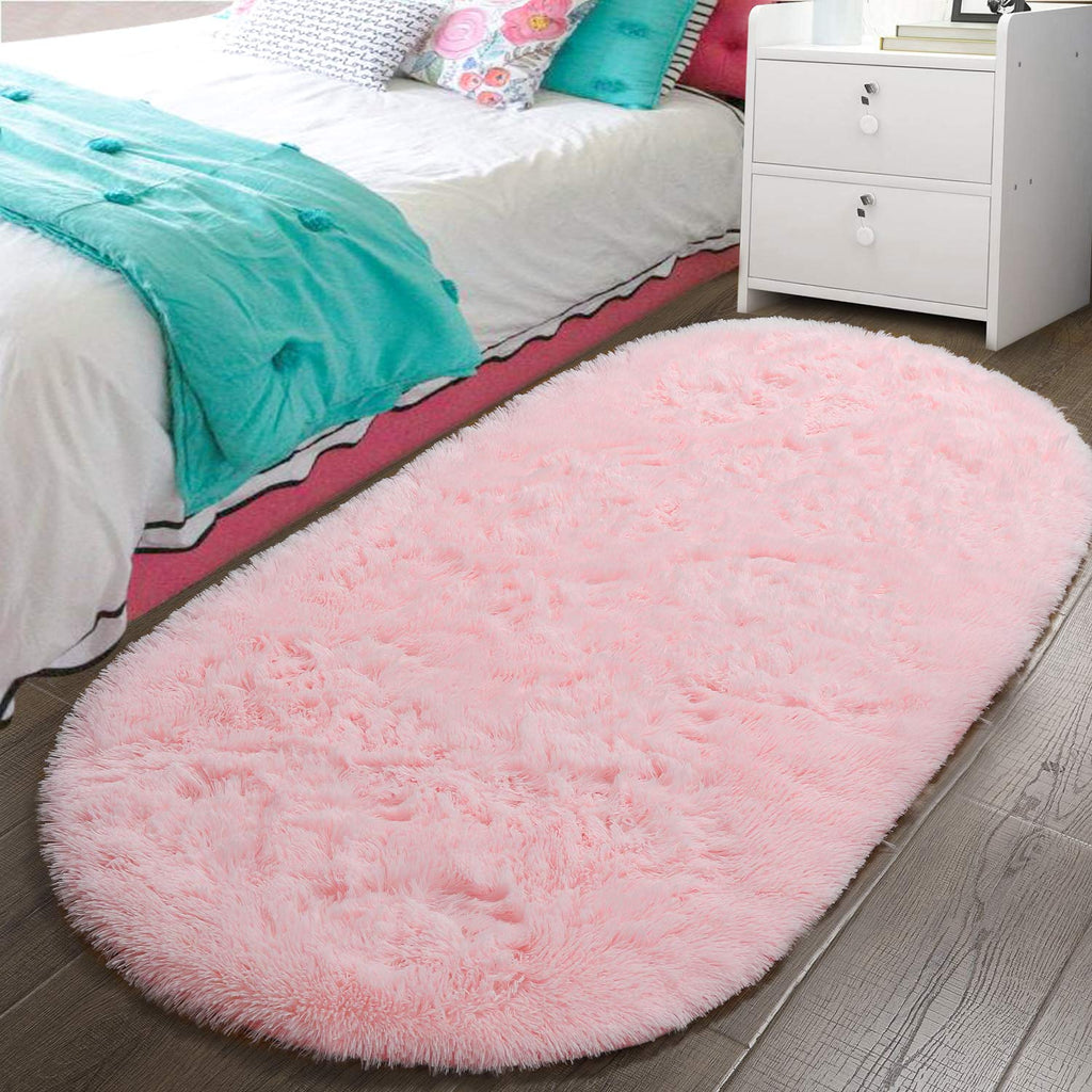 LOCHAS Ultra Soft Children Rugs Room Mat Modern Shaggy Area Rugs Home Decor 2.6' x 5.3', Pink