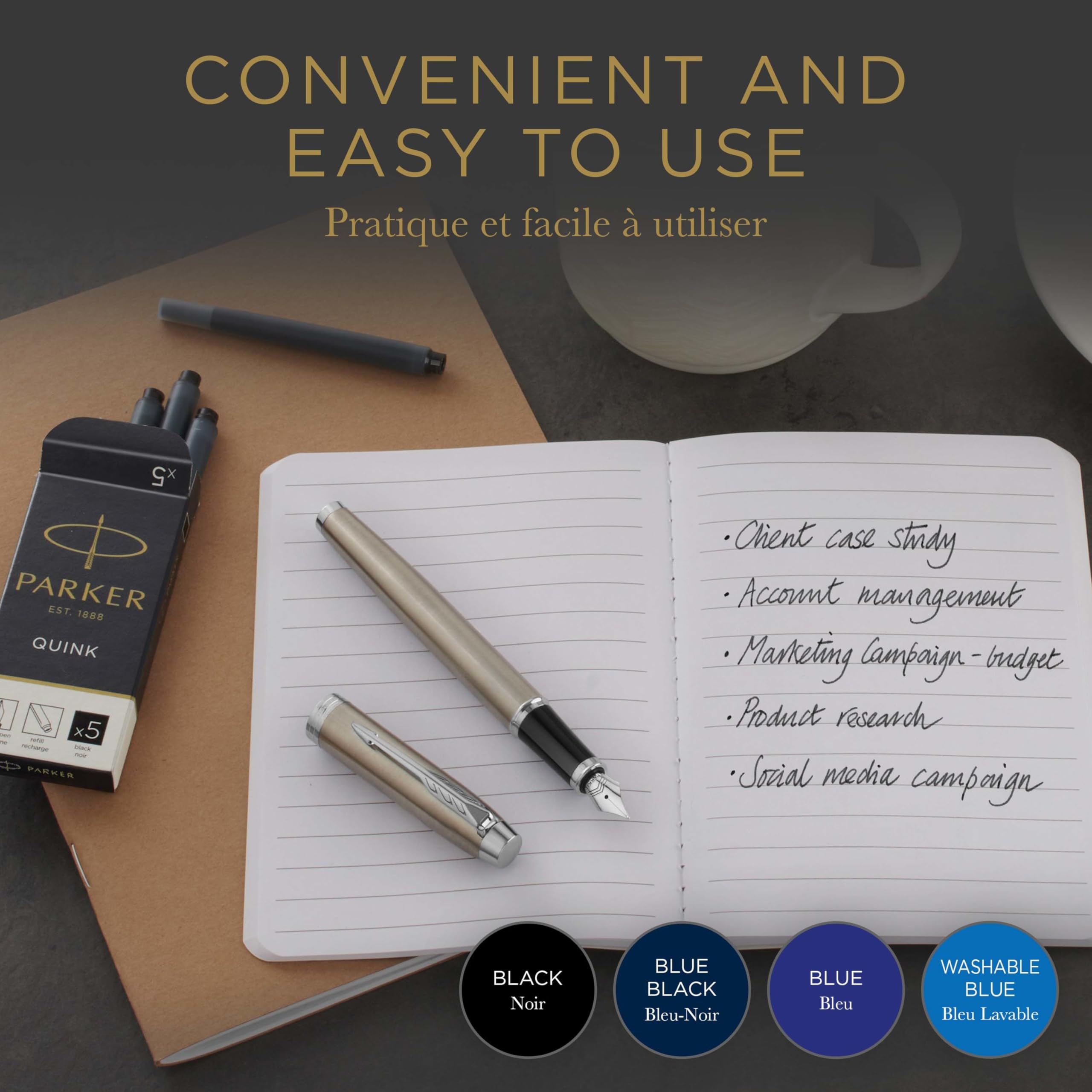Parker 1950382 Quink Fountain Pen Refill Pack of 10
