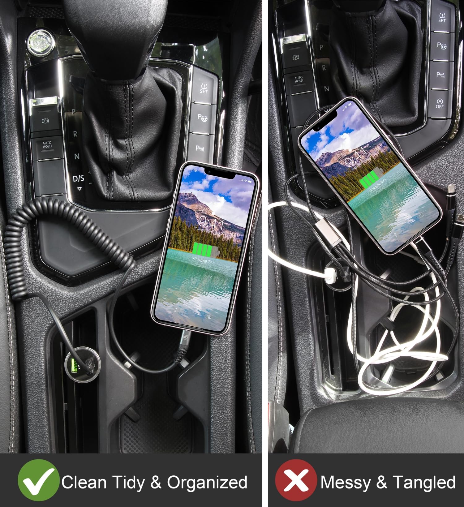 Coiled Lightning Cable, iPhone Charger Cable 3FT for Car [Apple MFi Certified] 3 Feet Lightning Cord Compatible with iPhone 14 13/12/11 Pro Max/XS MAX/XR/XS/X/8/7/Plus/6S iPad/iPod - Black