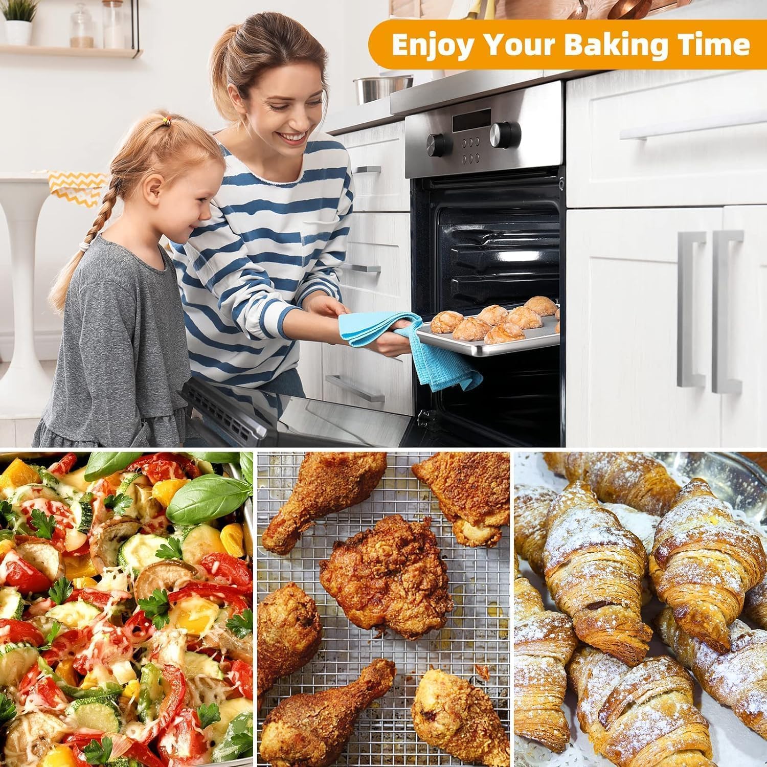 Air Fryer Basket, Large Size 15.6“ x 11.6“ Air Fryer Tray with 30 PCS Parchment Paper for Oven, YEPATER Stainless Steel Air Fryer Pan with Crisper Tray for Baking Fries,Bacon,Chicken