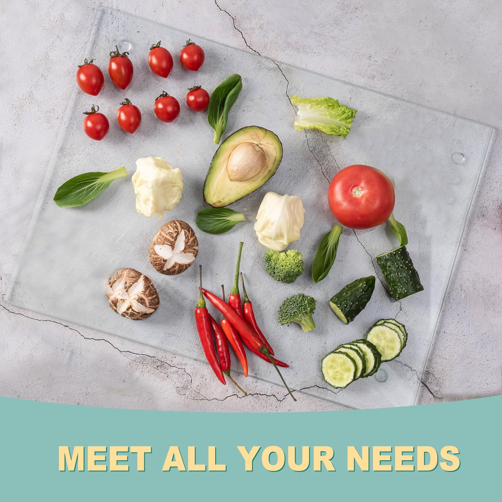 VASUHOME Tempered Glass Cutting Boards for Kitchen Counter - [2 Pack of 16x12 and 8x12 Inch] - Clear Cutting Board for Countertop - Scratch, Heat, Shatter Resistant and Easy to Clean