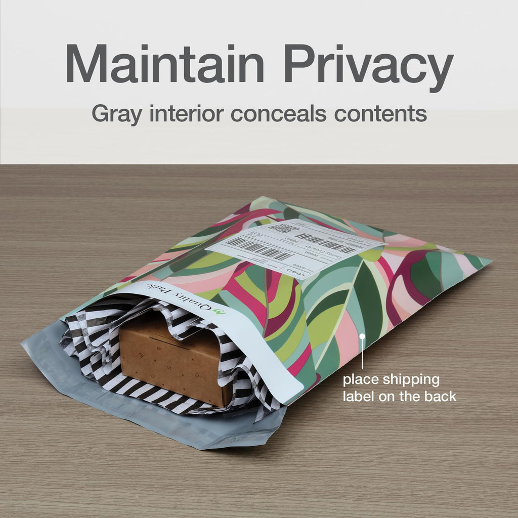 Quality Park Thank You Poly Mailers, 10 x13 Inch Shipping Envelopes, 100 Pack, Self Seal, Waterproof Shipping Bags for Clothing, Leaf (QUA89300)