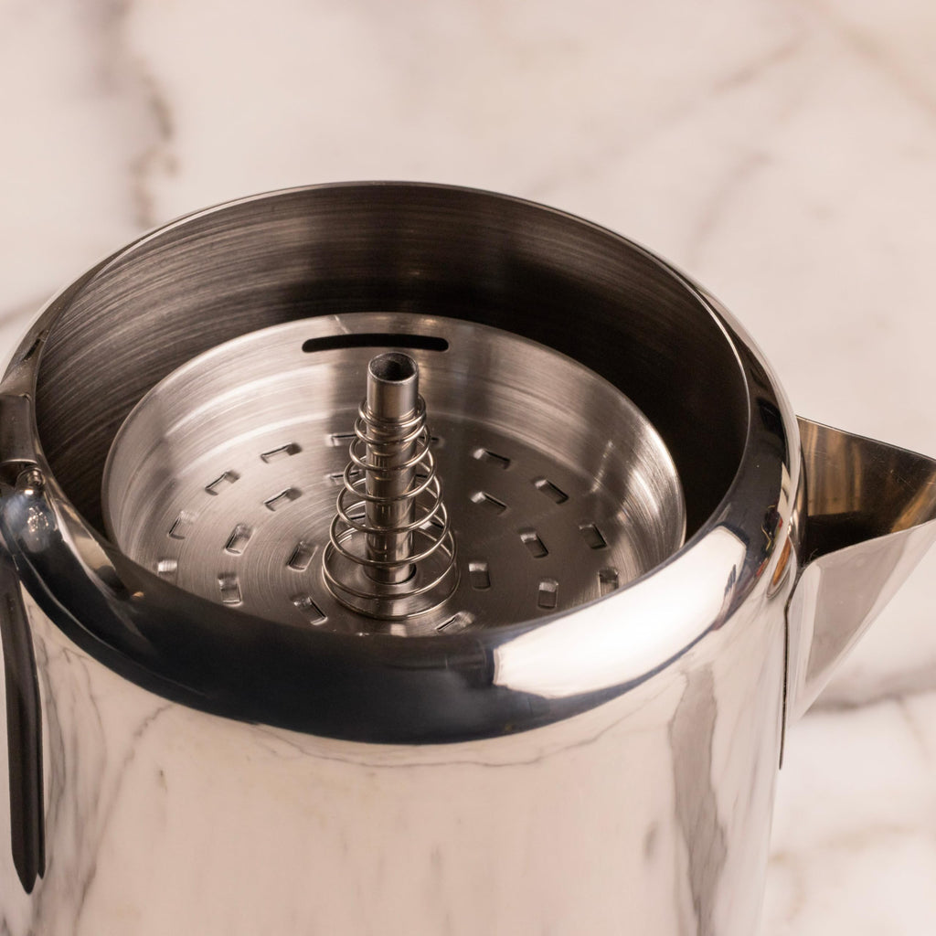 Lagostina Stainless Steel Coffee Percolator, 8-Cup Stovetop Coffee Maker, Durable 18/10 Stainless Steel, Permanent Mesh Filter, Drip-Free Spout, silver