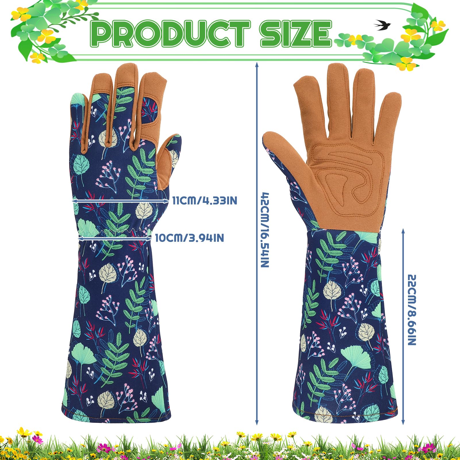Jspupifip 2 Pairs Gardening Gloves for Women Short Long Leather Breathable Thorn Proof Protection Glove for Pruning Garden Work