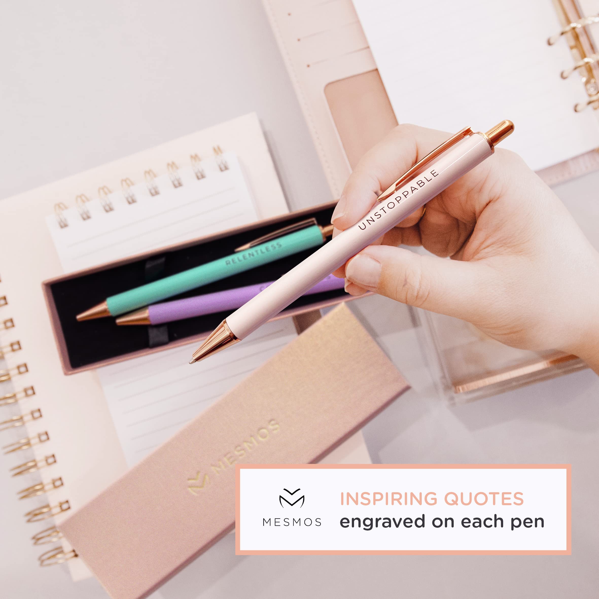 MESMOS Fancy Pen Set, Inspirational Gifts for Women, Motivational Gifts, Office Motivational Boss Lady Writing Nice Unique Click Pens, Server Promotion Pretty Pens