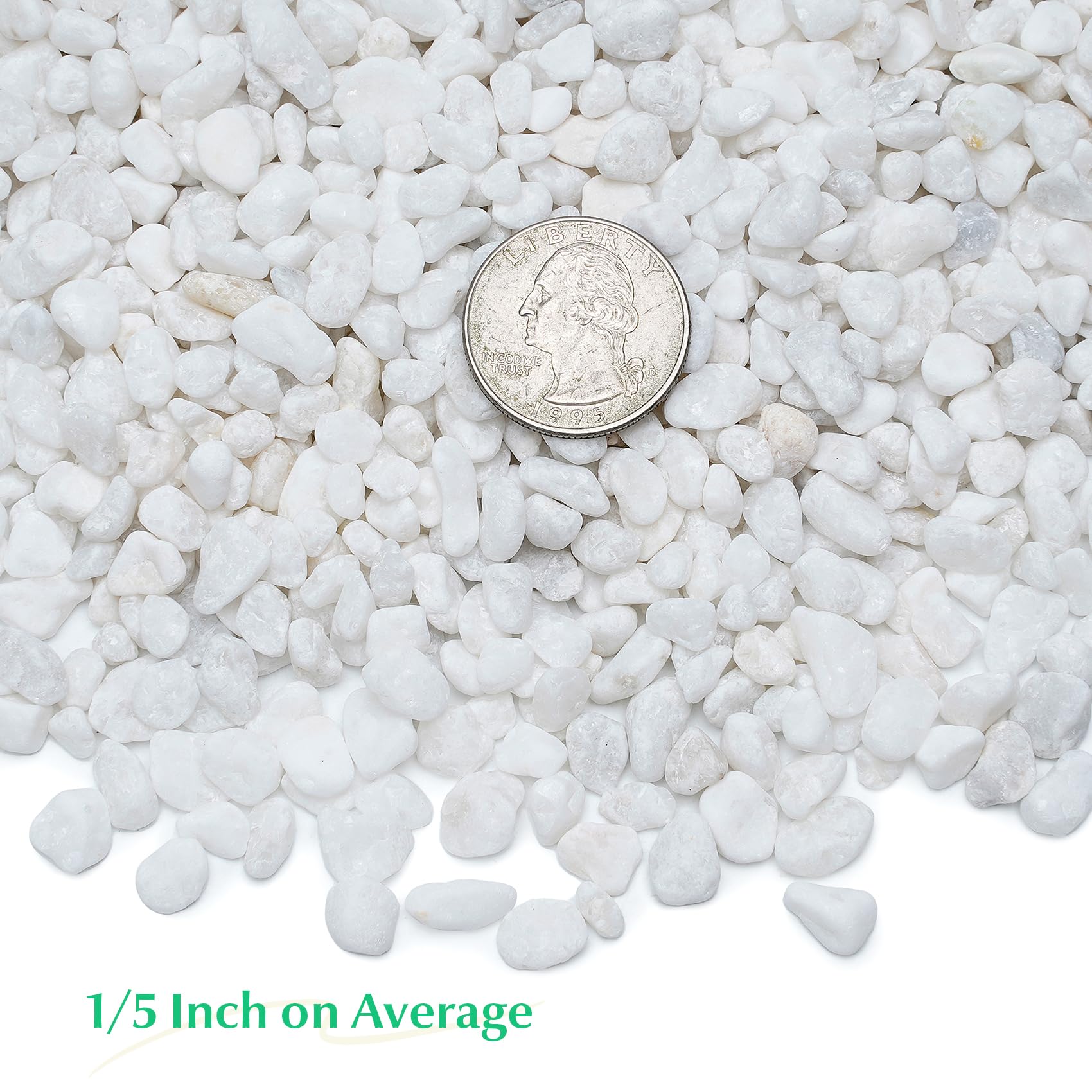 Mr. Fireglass Natural Decorative White Bean Pebbles, 1/5" Gravel Size River Rocks for Plants, Garden, Landscaping, Aquariums and Outdoor Decor (2-lb Bag)