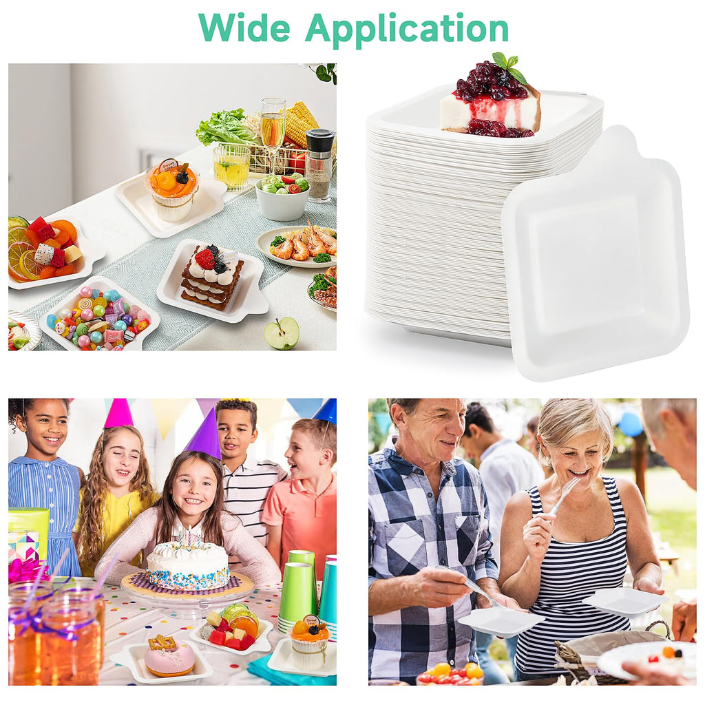200 Pack Small Paper Plates, 4.5 Inch Bulk Disposable Paper Plate Square Mini Dessert Plate, White Party Snack Plates for Cake Appetizer,Wedding, Birthday, Party Supplies