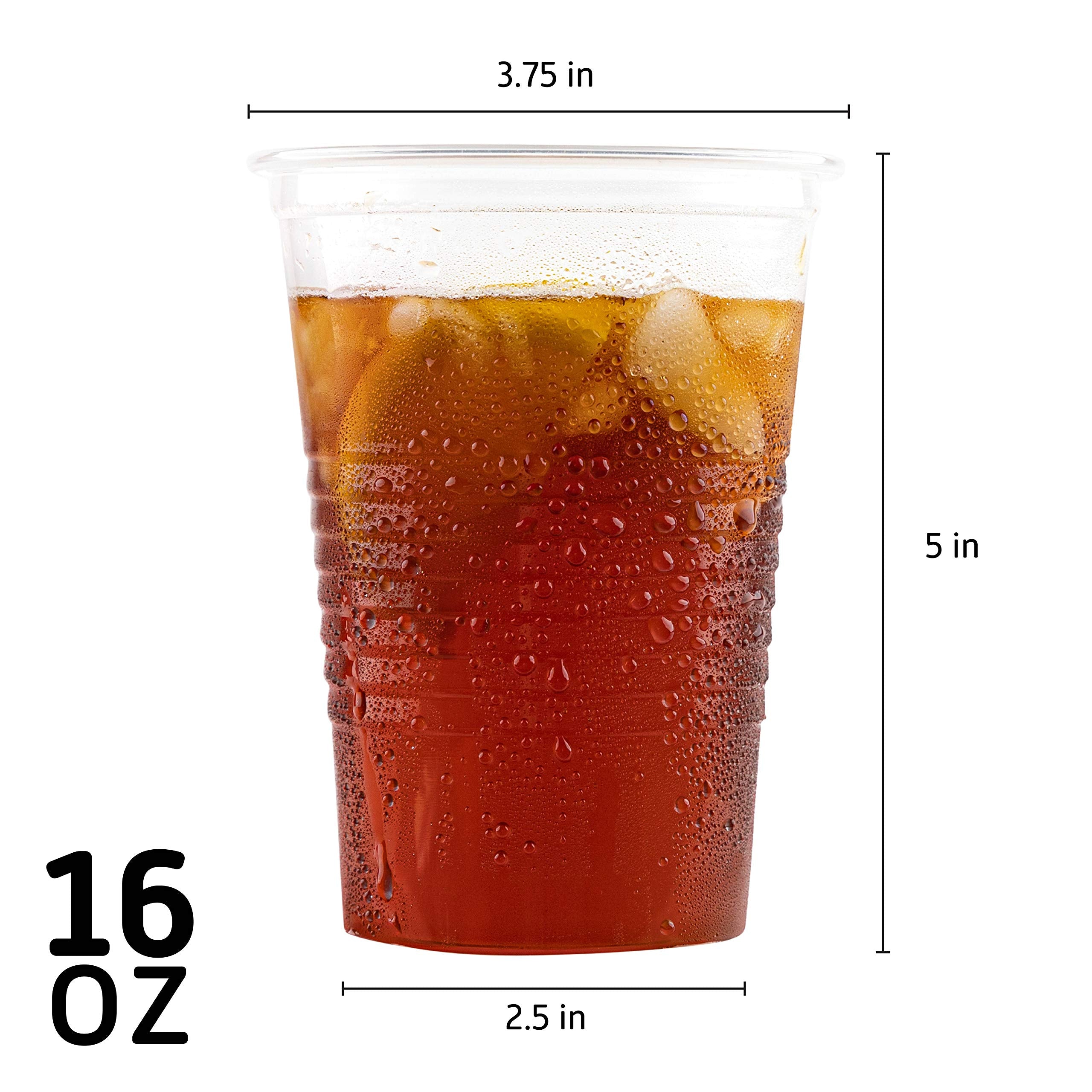 Plasticpro Plastic Disposable Drinkng Cps Durable Clear reusable (100, 16 Ounce)