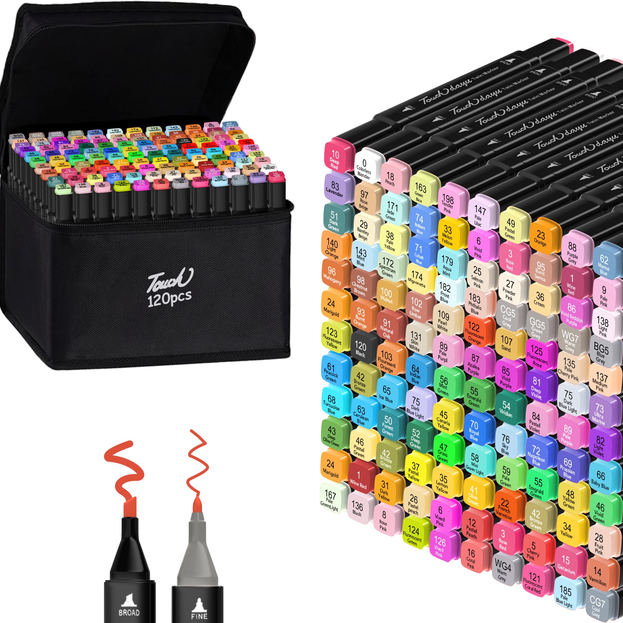 120 Colors Alcohol Markers, Dual Tip Markers Fine & Chisel Tip Artist Markers Set,Vibrant Quick-Dry, Coloring Markers for Artists for Drawing,Sketching,Painting,Writing,Designing