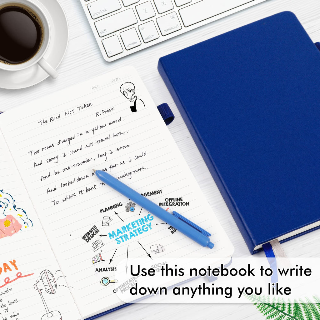 3 Pack Notebooks Journals Bulk with 3 Black Pens, Feela A5 Hardcover Notebook Classic Ruled Lined Journal Set with Pen Holder for Work Business Journaling Note Taking, 120 GSM, 5.1”x8.3”, Navy