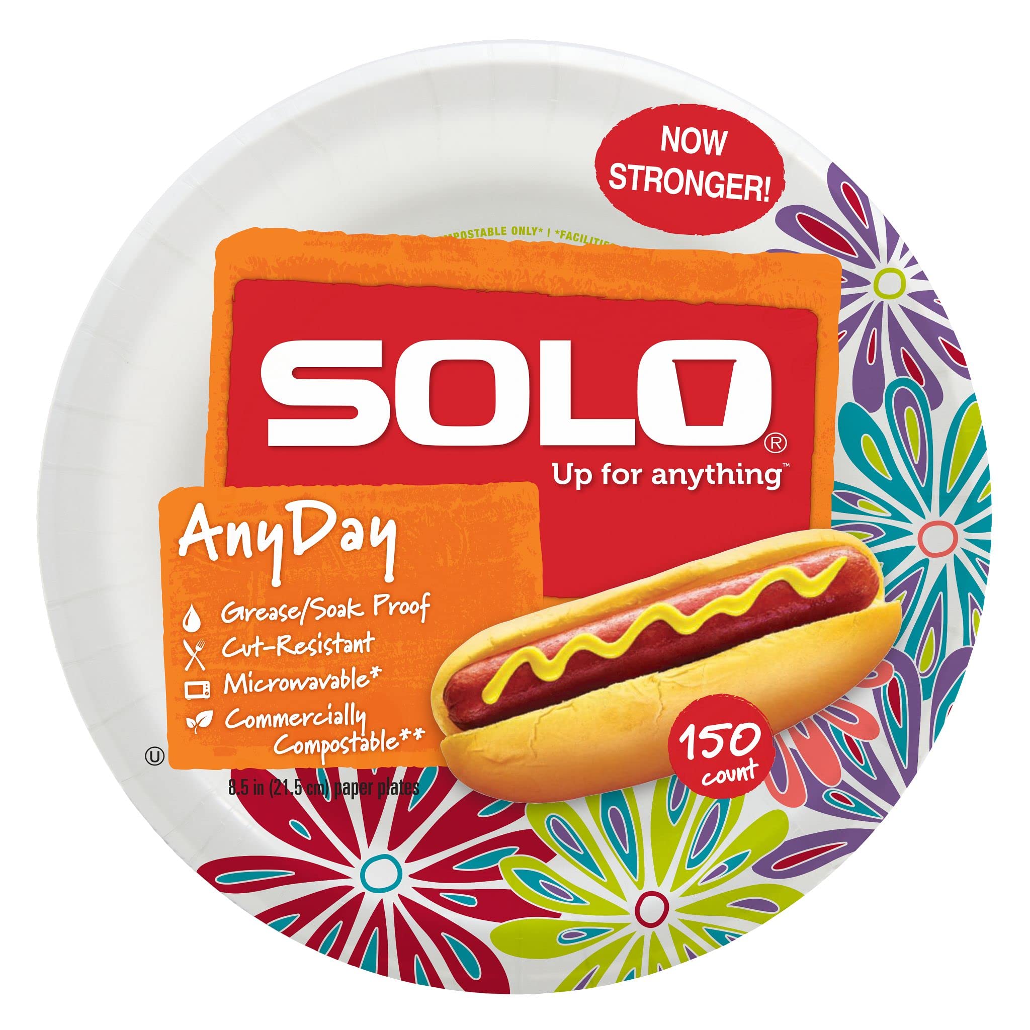 SOLO Anyday 8.5" Paper Plates, Mega Pack of 150ct