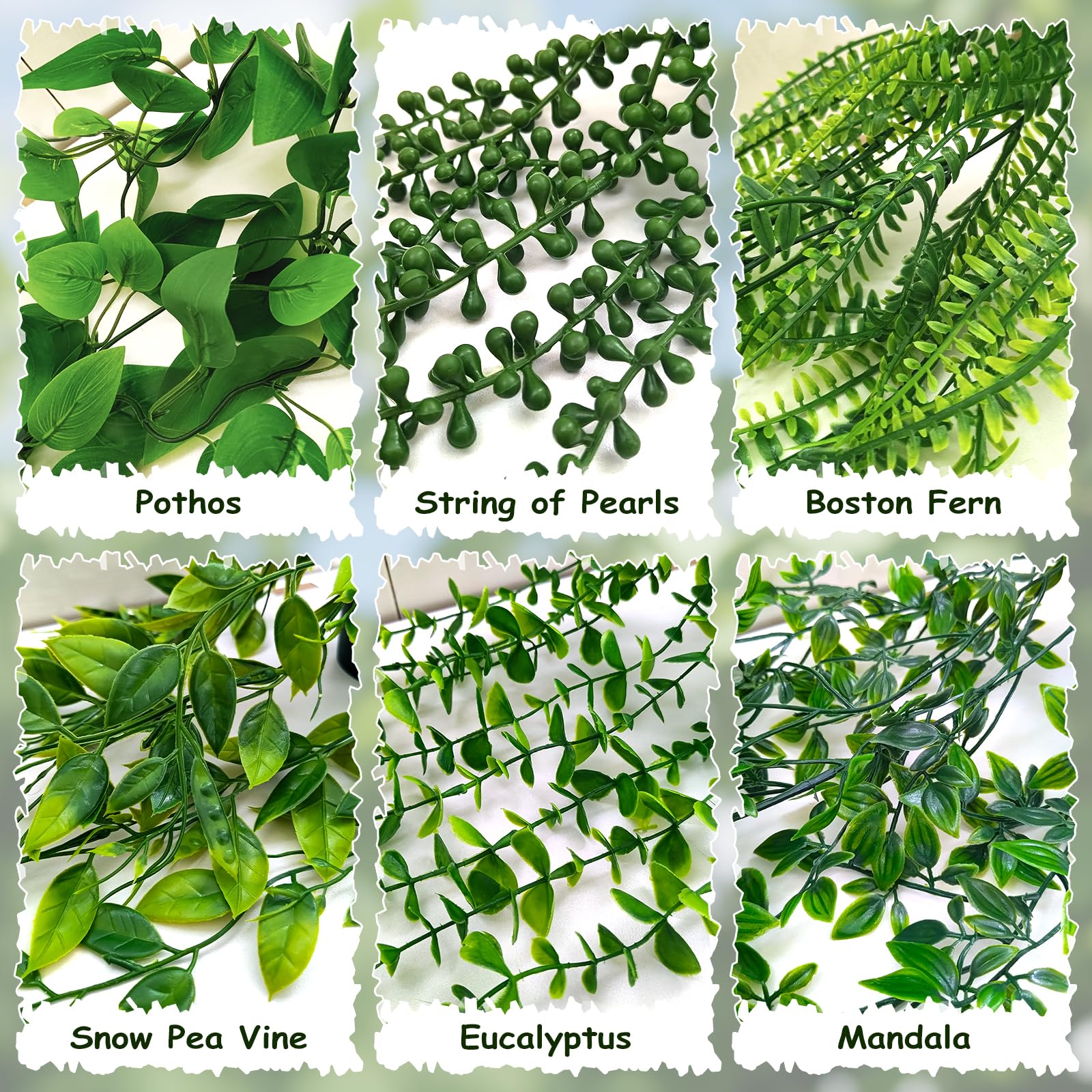 6 Pack Potted Artificial Plants for Decor Indoor, Fake Plant with Vines On Wall Decor, Plante Artificielle Interieur for Home Decor and Office Decor, Fake Hanging Plants Decor Indoor with Pots