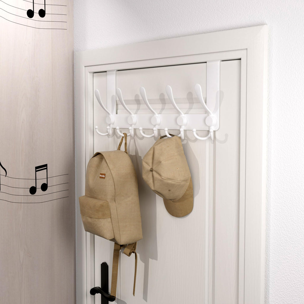 Honsky Over The Door Hooks,Over Door Hook for Hanging Clothes,Over The Door Hanger,Over The Door Towel Rack,Towel Hanger for Bathroom,Back of Door Hanger, White