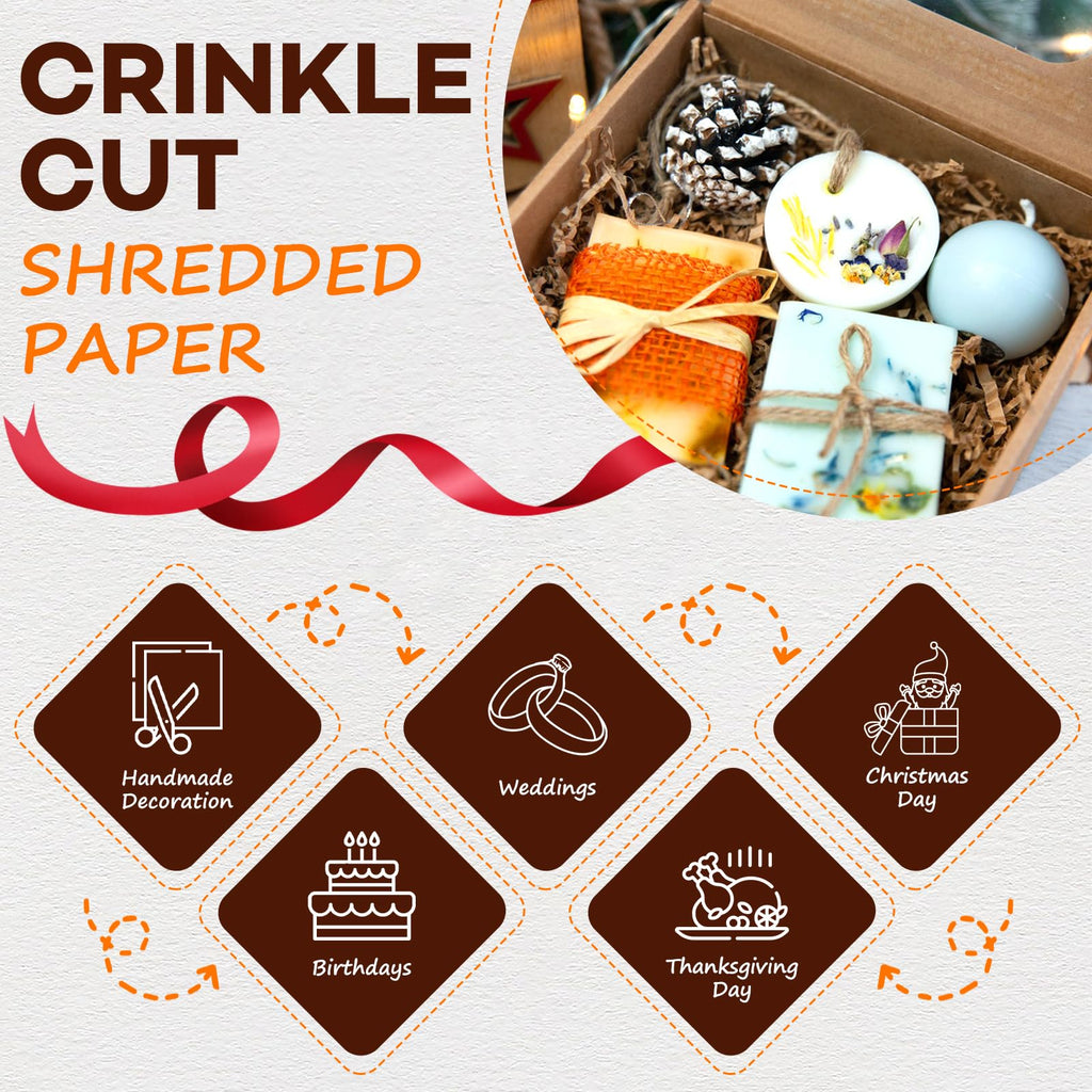 3LB White Crinkle Paper Filler, Shredded Paper for Gift Baskets Crinkle Cut Paper Shred Filler Shreded Stuffing