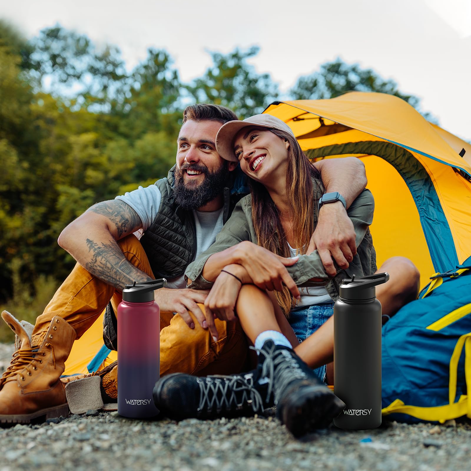 40oz Insulated Water Bottle (Cold for 48 Hrs),BPA Free&Leak Proof,Stainless Steel Water Flask,Water Jug with Straw Spout Lids for Gym,Hiking,Travel,Black