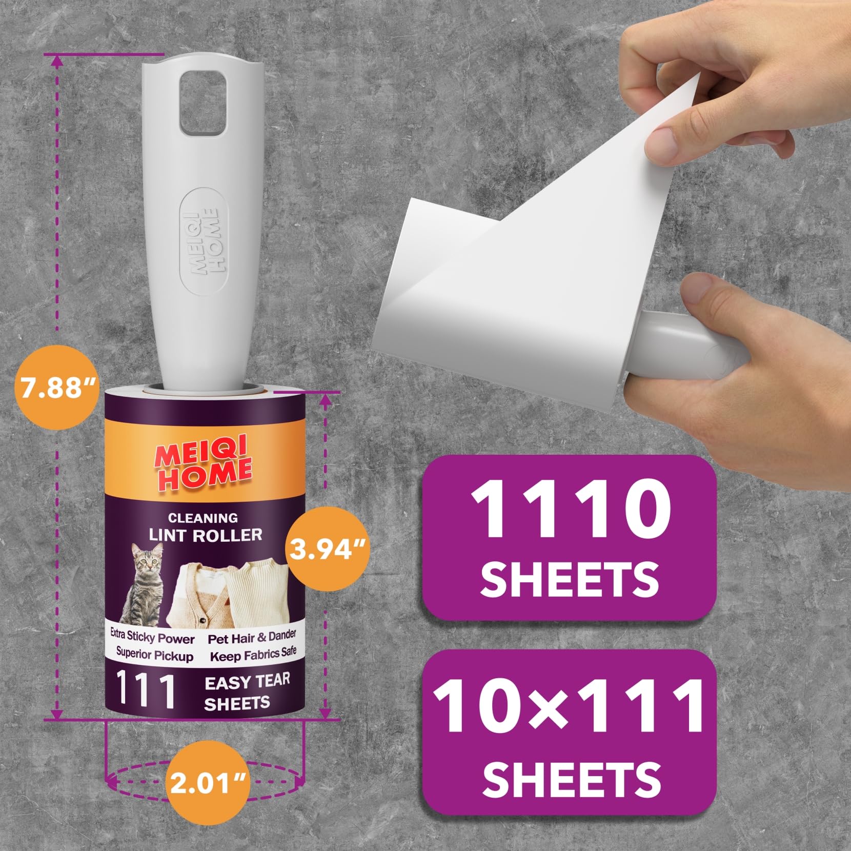Lint Rollers for Pet Hair Extra Sticky, 1110 Sheets Mega Value Set Lint Roller with 5 Upgraded Handles, 10 Rollers Portable Pet Lint Remover for Clothes, Furniture, Carpet, Dog & Cat Hair Removal