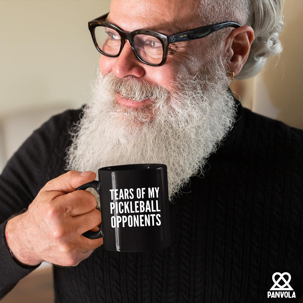 Tears of My Pickleball Opponents Sports Player Pickleball Gifts for Grandpa Grandma Wife Husband Paddle Tennis Funny Coffee Mug Ceramic Cup Novelty Drinkware (Black, 11 oz)