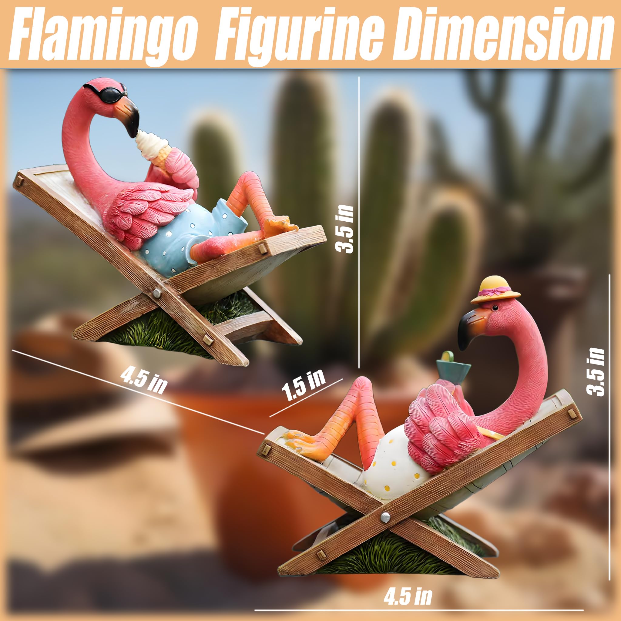 MUAMAX Flamingo Garden Statues Flamingo Figurine Tabletop Flamingo Decor Art Summer Tropical Coastal Ourdoor Decoration Flamingos Gifts for Women Grandma Friends Lawn Housewarming Gifts
