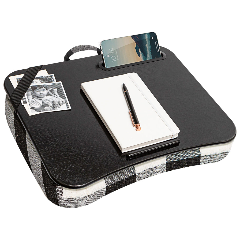 LAPGEAR Designer Lap Desk with Phone Holder and Device Ledge - Buffalo Check - Fits up to 15.6 Inch Laptops - Style No. 45428