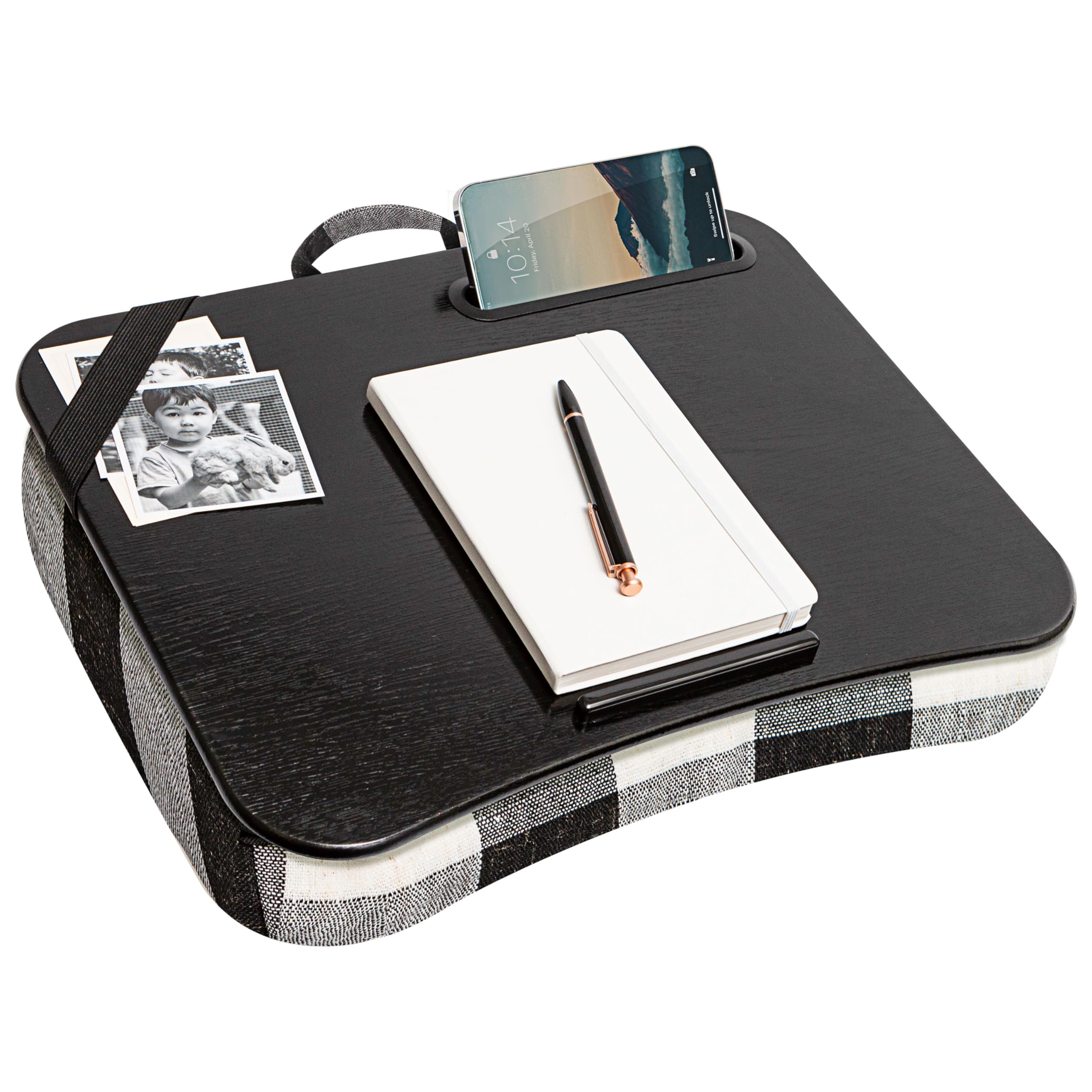 LAPGEAR Designer Lap Desk with Phone Holder and Device Ledge - Buffalo Check - Fits up to 15.6 Inch Laptops - Style No. 45428