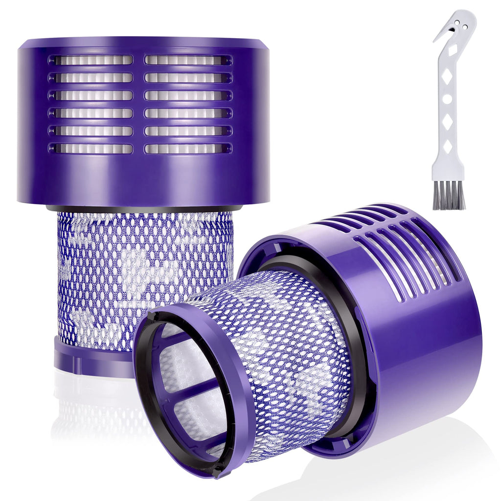 Leadaybetter Vacuum Filter Replacement for Dyson V10 Cyclone Animal Absolute Motorhead Total Clean, SV12, Replaces Part No. 969082-01 (2 Pack Filters and 1 Clean Brush)