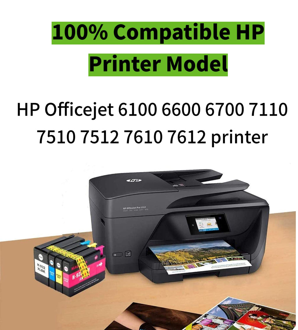 932XL 933XL Ink Cartridge Replacement for HP 932 933 XL Ink Use with HP Officejet 6600 6700 6100 7110 7610 7612 Printers (2BK, 2C, 2M, 2Y)