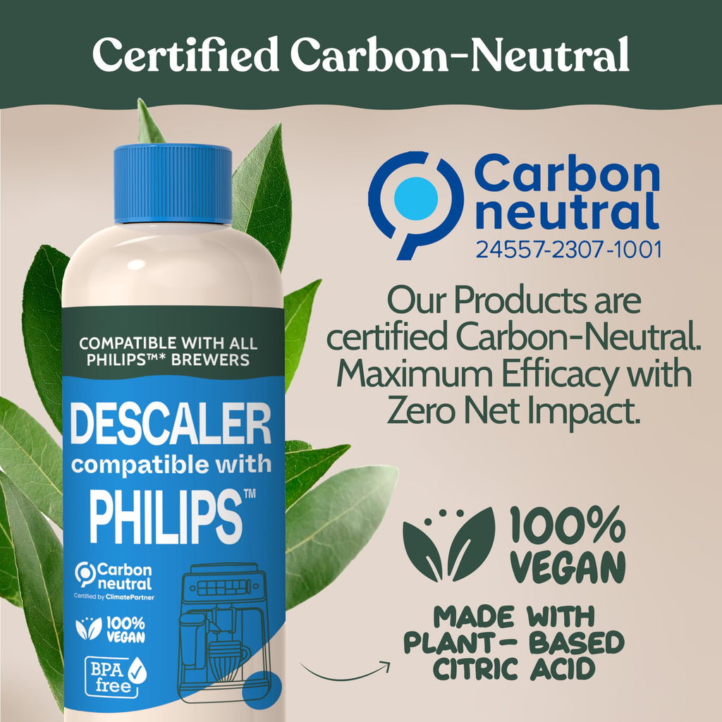 Roobi Philips Compatible Descaling Solution & Cleaner. Specially Formulated for Descaling & Cleaning Philips Coffee Machines. Carbon Neutral Philips Descaler Kit. 2 Uses per Bottle, 2 Pack