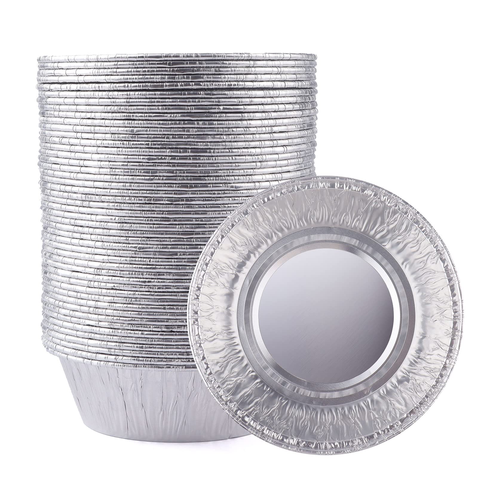 LOYUDEQIU 4 Inch Aluminum Foil Pie Pans 50Pcs - Disposable Mini Tins for Bakeries, Cafes, Restaurants - Tart Pans for Pies, Fruit Tarts, Quiche (50 Count)