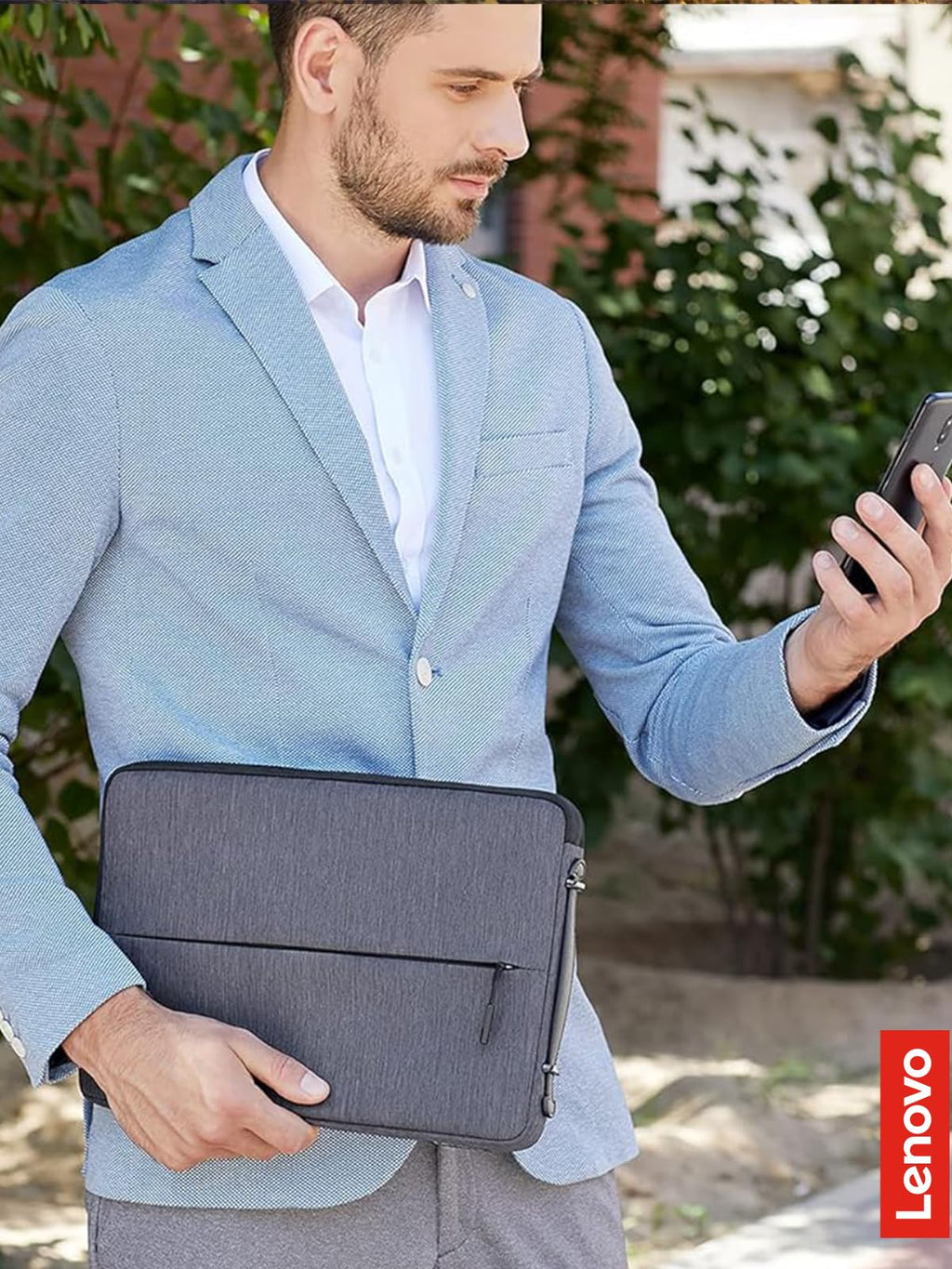 Lenovo Urban Laptop Sleeve for 13" Notebook, Water Resistant, Soft Padded Compartments, Accessory Storage, Reinforced Rubber Corners, Extendable Handle, GX40Z50940, Charcoal Grey