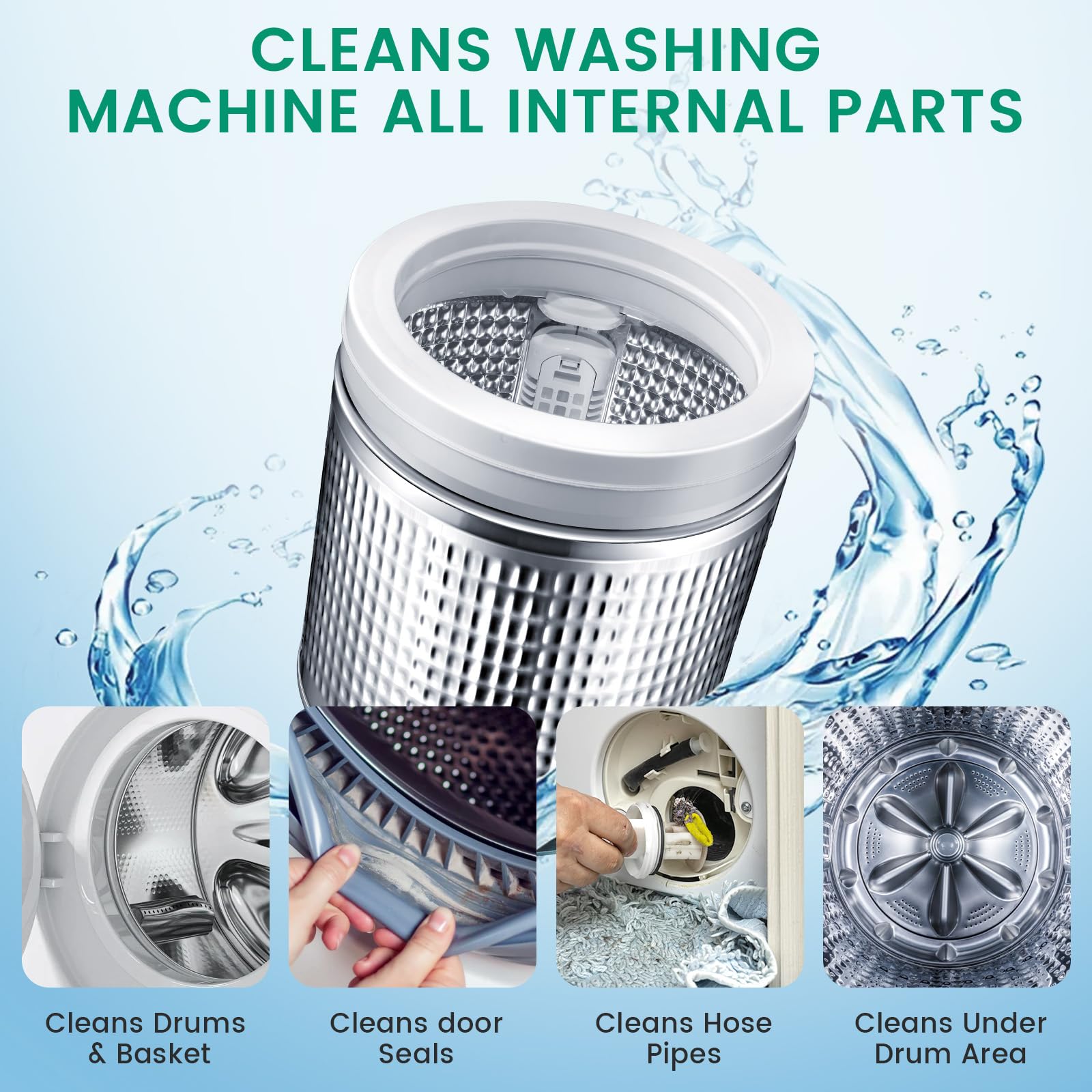 Upgrade Washing Machine Cleaner Tablets - 50% Stronger Formula: 24 Pack - 12 Month Supply, Specially for Pet Owners to Easy Pet Hair Remover for Laundry, Compatible with HE, Top & Front Load