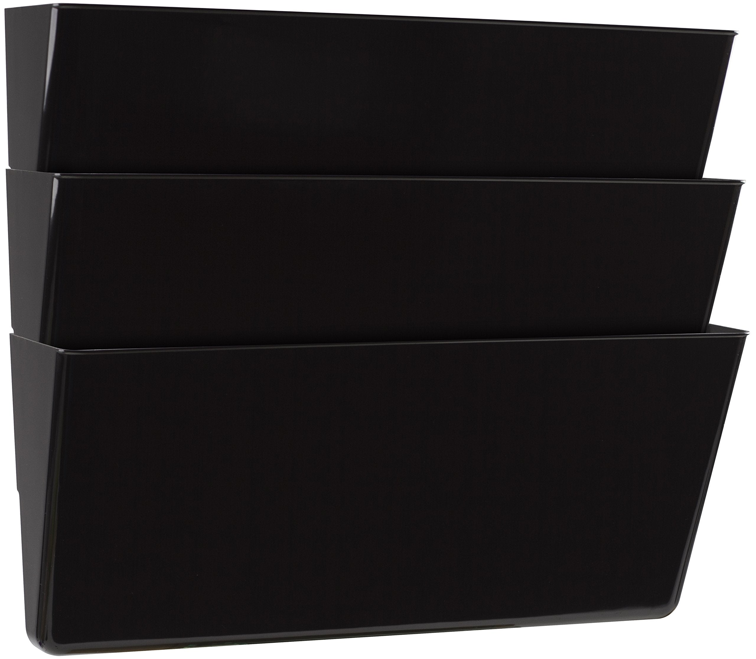 Storex Unbreakable Wall Files, Legal Size, 16 x 14.1 x 4 Inches, Black, Set of 3 (70354A06C)
