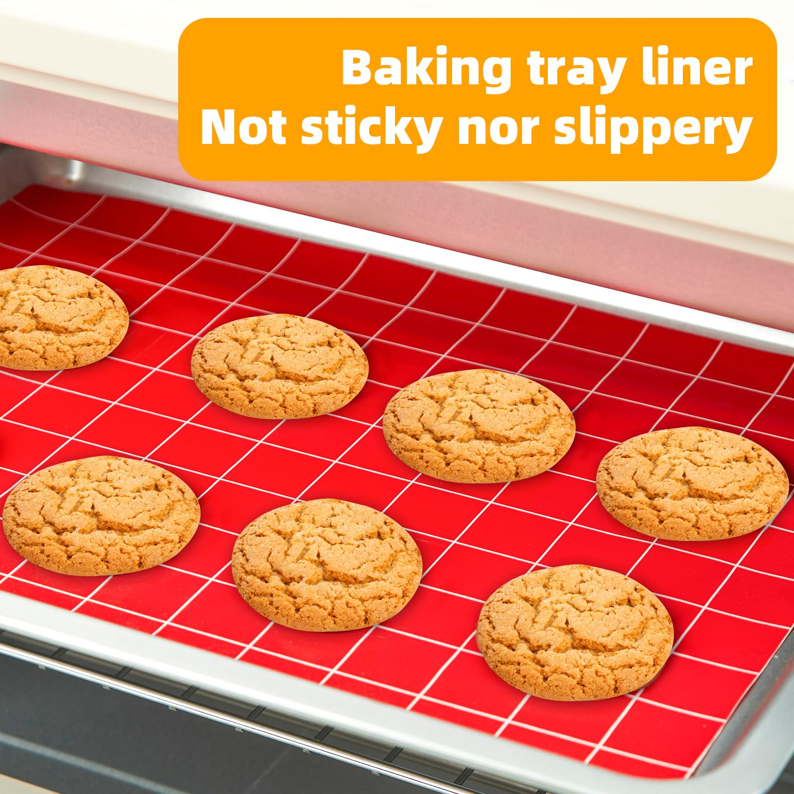 EuChoiz Silicone Baking Mat Roll 16IN*5FT, Non-Slip, Non-Stick, Reusable, Free Cutting, Oven Liner, Counter Mat, Freeze Dryer Mat, Red