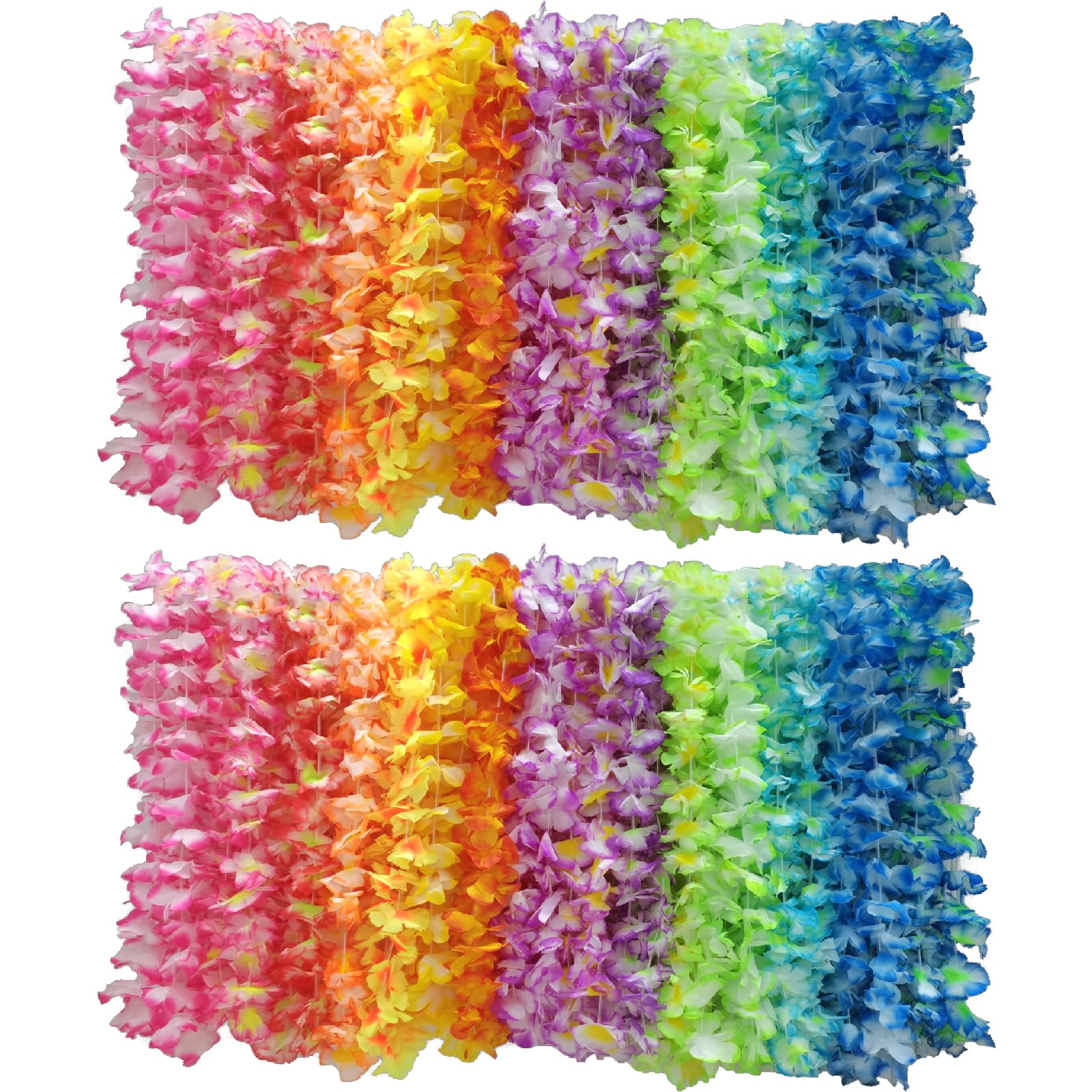 60 Pack Hawaiian Leis Necklaces, Multi-Colors Hawaiian Flower Leis Bulk For Tropical Luau Decorations, Hawaiian Beach Themed Party Decor, Wedding, Birthday