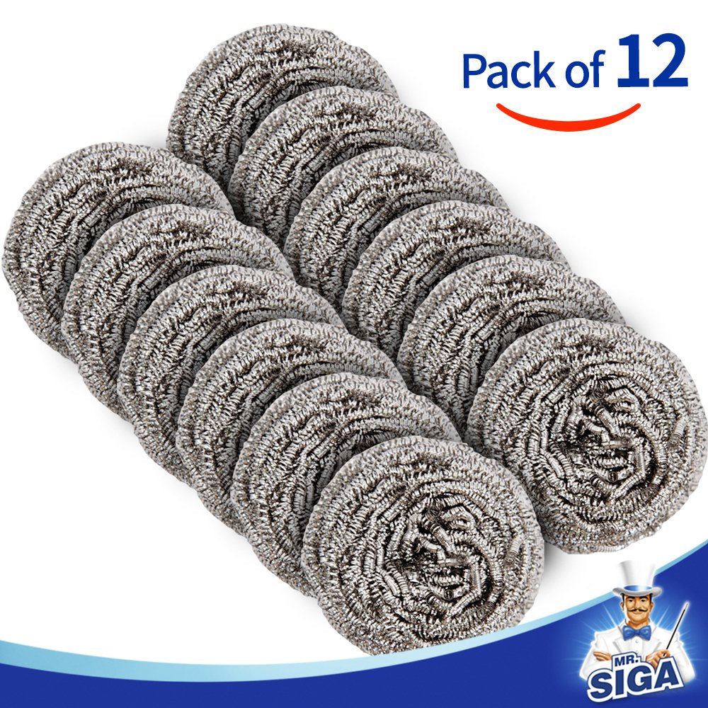 MR.SIGA Stainless Steel Scourer,Pack of 12,30g