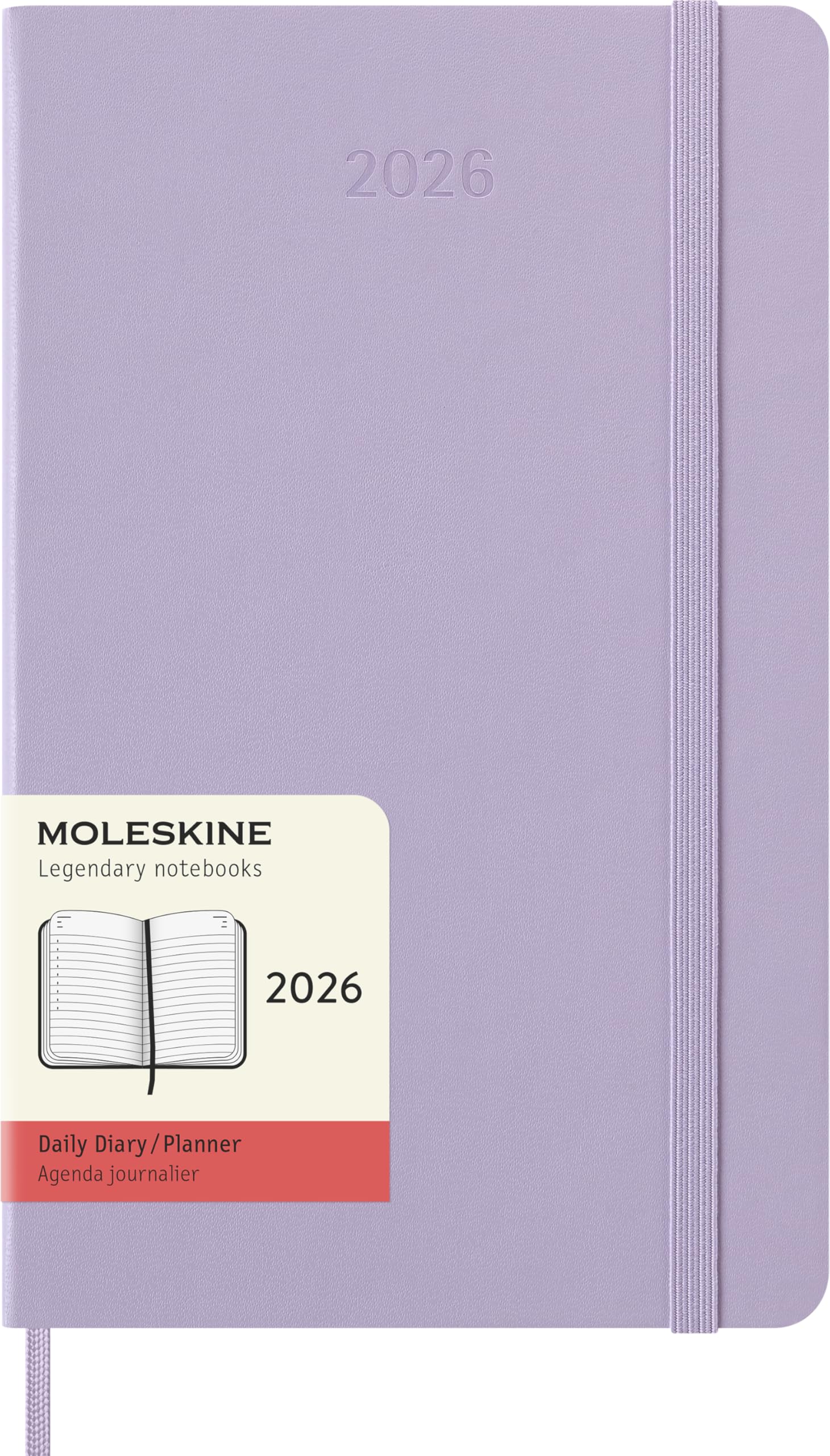 Moleskine Classic 12 Month 2026 Daily Planner, Hard Cover, Large (5" x 8.25"), Pastel Lilac, 400 pages
